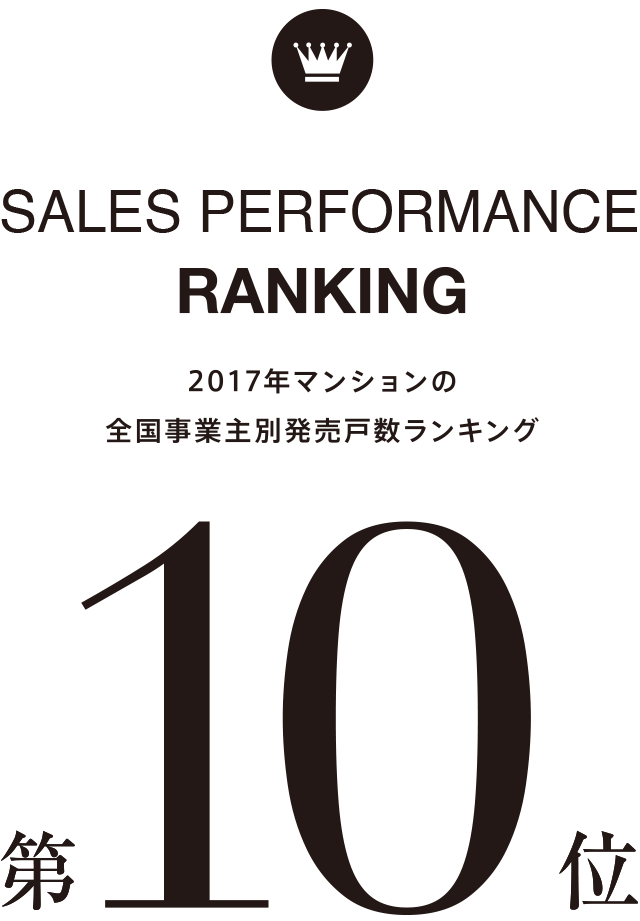 SALES PERFORMANCE RANKING 2017年マンションの全国事業主別発売戸数ランキング 第10位