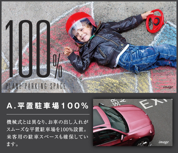 A.平置駐車場100％