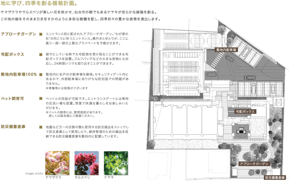 地に学び、四季を創る植栽計画。