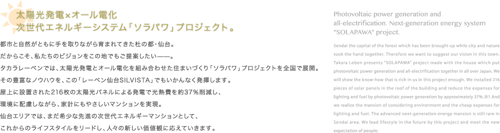 太陽光発電×オール電化 次世代エネルギーシステム「ソラパワ」プロジェクト。