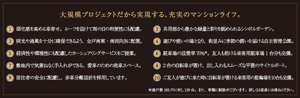 大規模プロジェクトだから実現する、充実のマンションライフ。