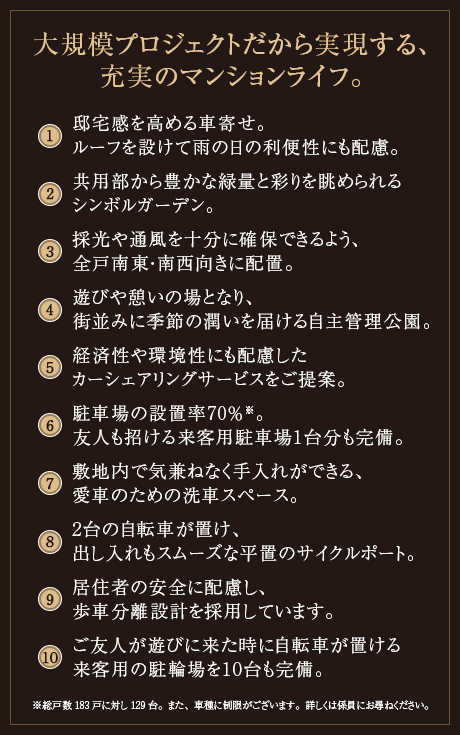 大規模プロジェクトだから実現する、充実のマンションライフ。