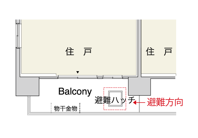 バルコニー避難ハッチ