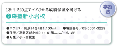 1科目で20点アップさせる成績保証を掲げる (9)森塾新小岩校
