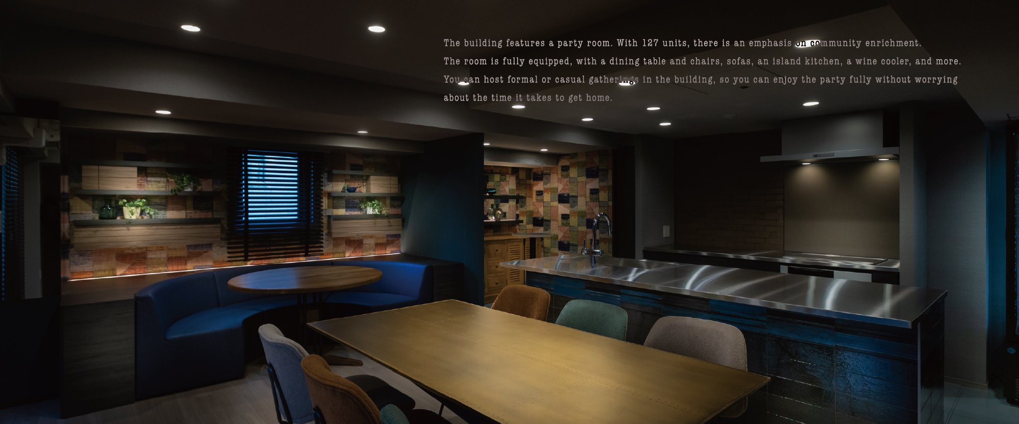The building features a party room. With 127 units, there is an emphasis on community enrichment.