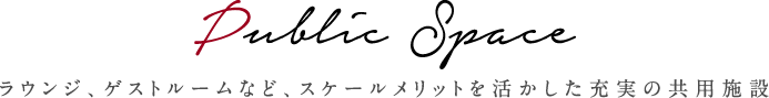 Public Space ラウンジ、ゲストルームなど、スケールメリットを活かした充実の共用施設