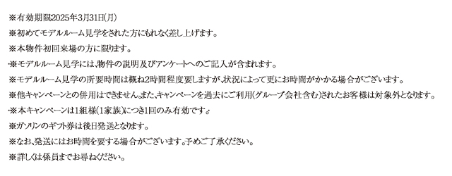 ご来場キャンペーン注意事項