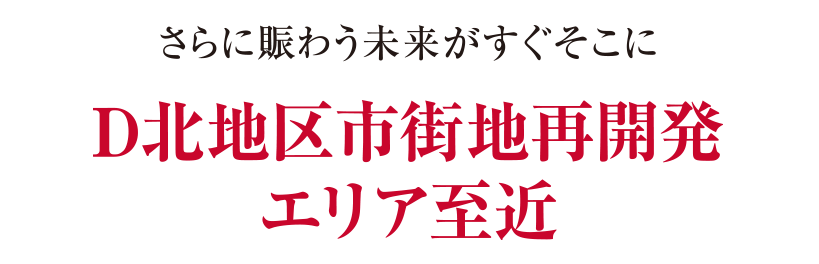 さらに賑わう未来がすぐそこにD北地区市街地再開発エリア至近
