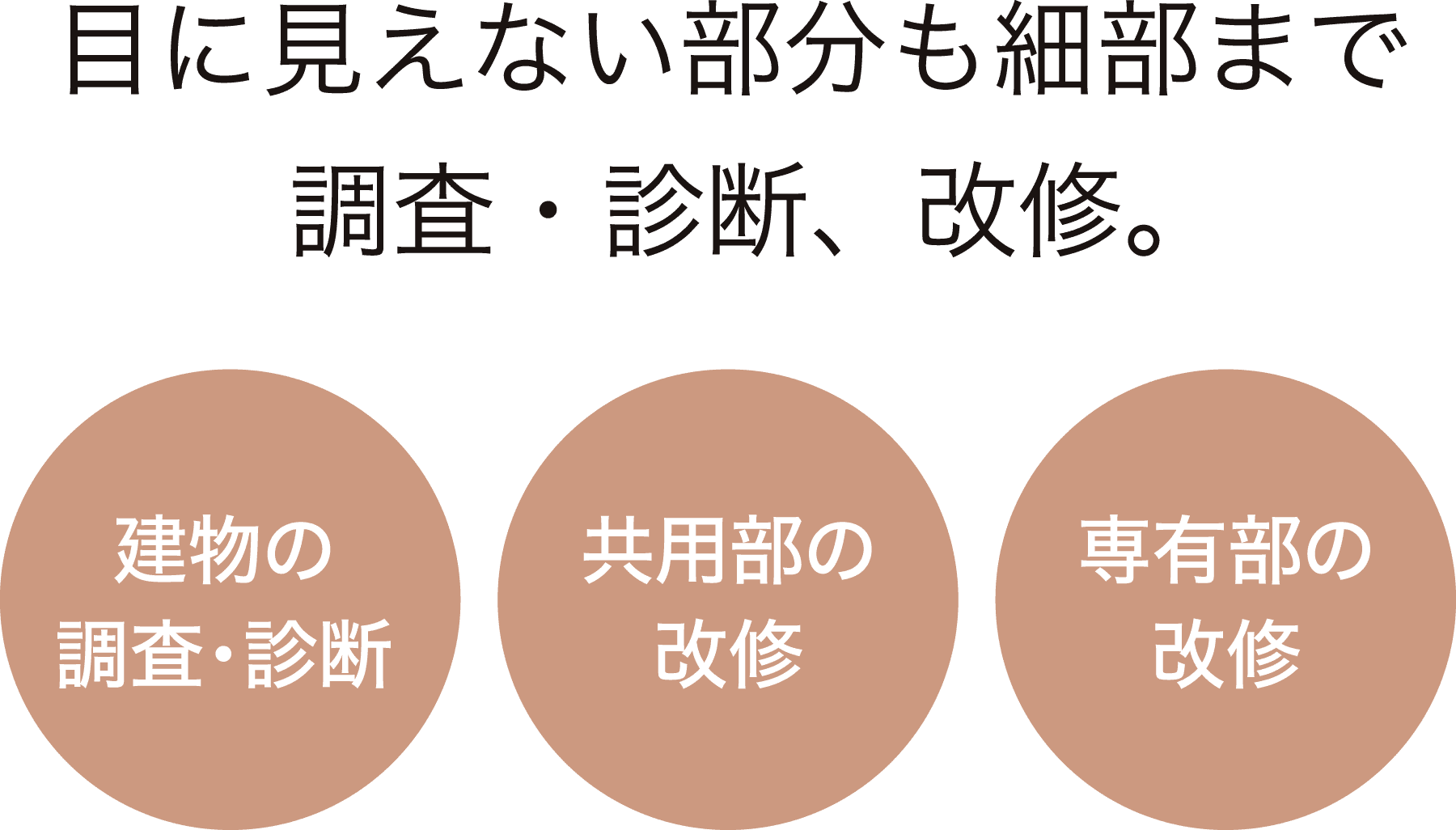 目に見えない部分も細部まで調査・診断、改修