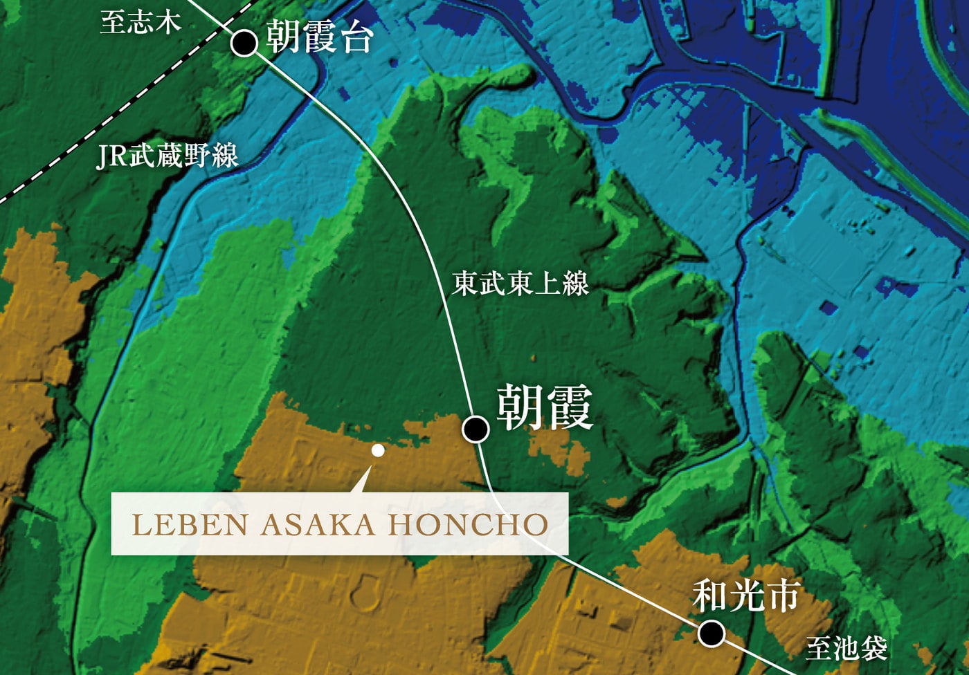 デジタル標高地形図 レーベン朝霞本町