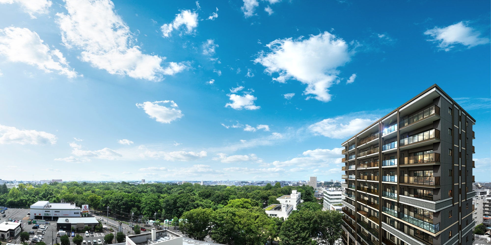 眺望合成外観完成予想CG レーベン朝霞本町