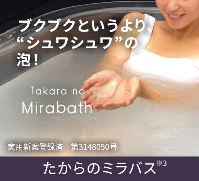 ブクブクというよりシュワシュワの泡！ たからのミラバス 実用新案登録済 第3148050号