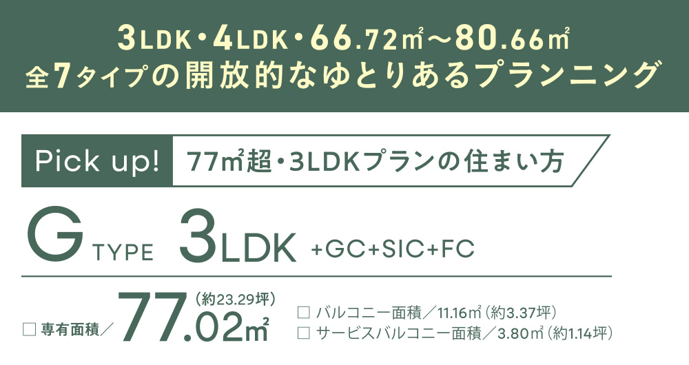 ピックアップ Gtype 77㎡超・3LDKプランの住まい方