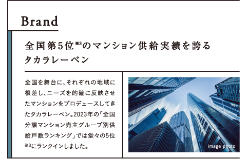 全国第5位※2のマンション供給実績を誇るタカラレーベン
