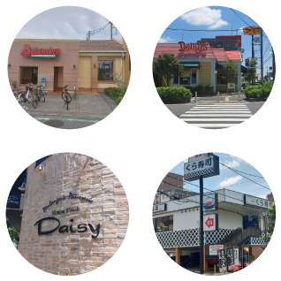 1.サイゼリヤ東川口店2.デニーズ 東川口店3.デイジイ東川口店4.くら寿司 東川口店