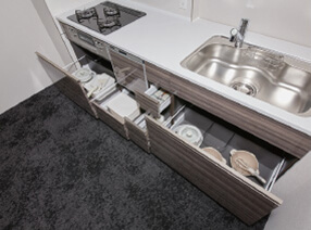 スライド式キッチン収納