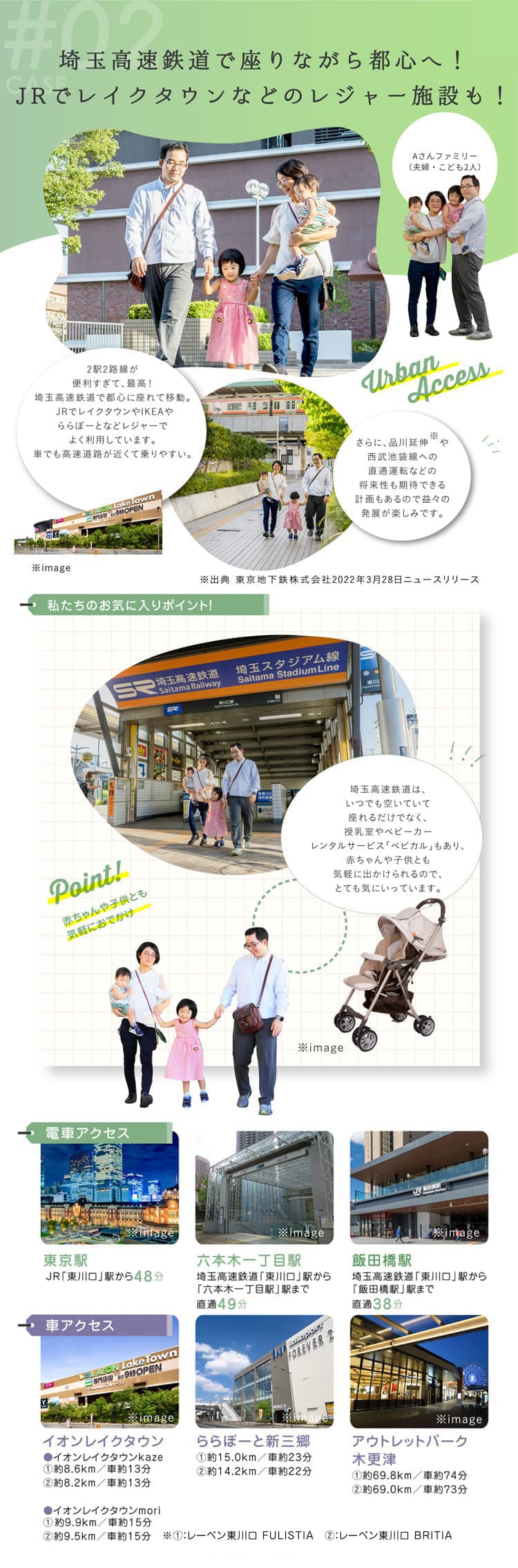 埼玉高速鉄道で座りながら都心へ！JRでレイクタウンなどのレジャー施設も！