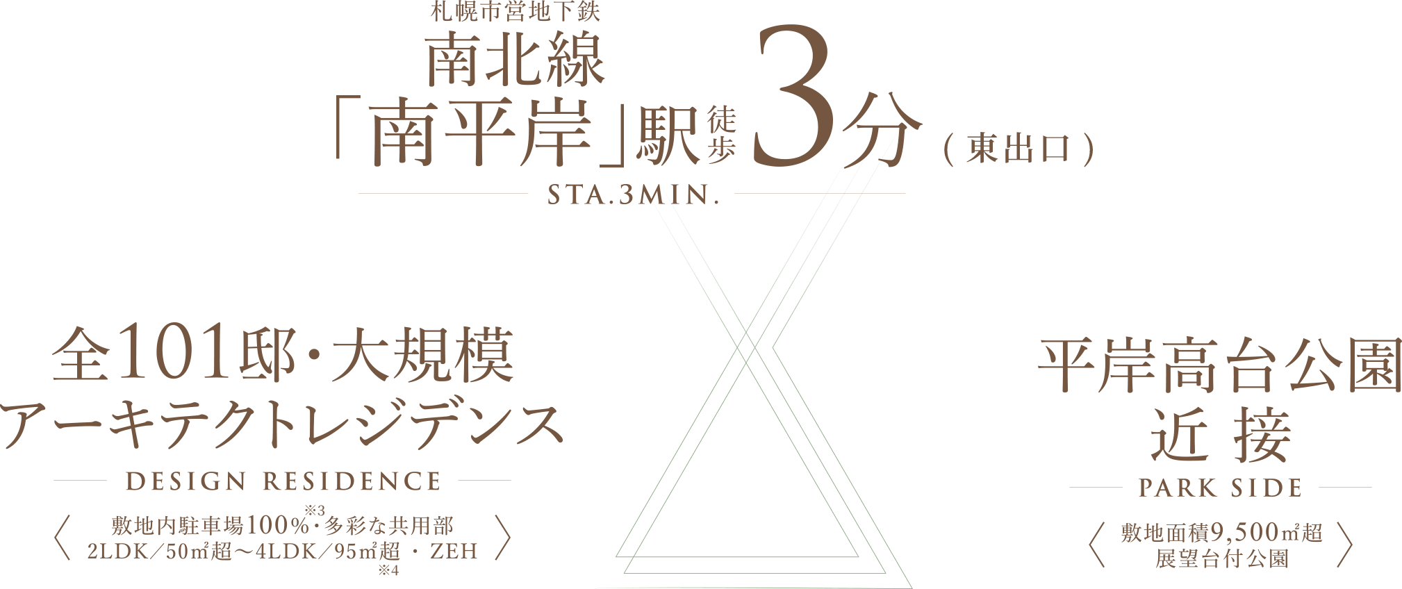 札幌市営地下鉄南北線「南平岸」駅徒歩3分/全101邸・大規模アーキテクストレジデンス/平岸高台公園隣接