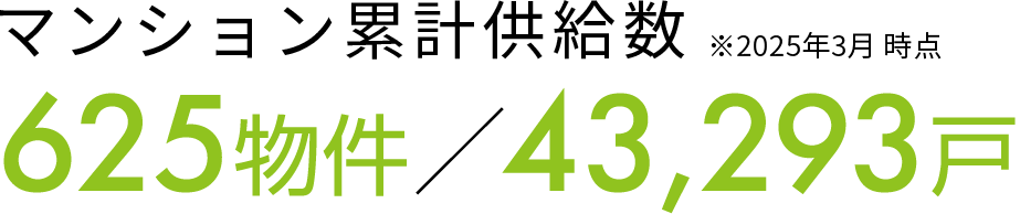マンション累計供給数 625物件／43,293戸 ※2025年3月 時点