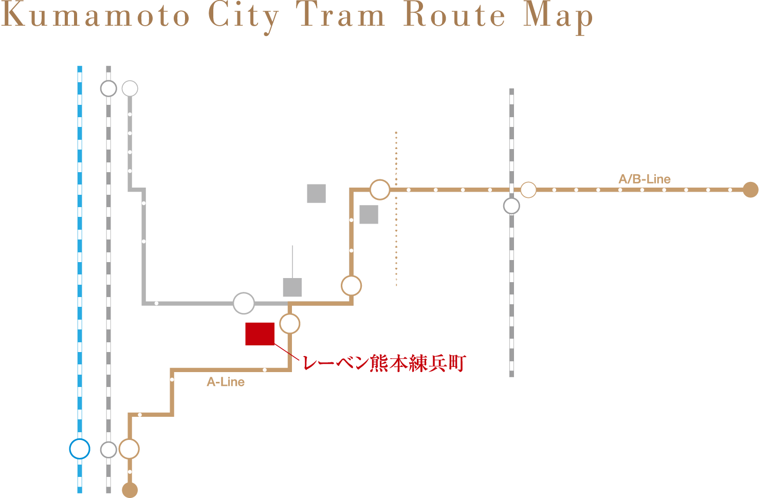 Kumamoto City Tram Route Map