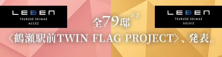 全79邸※2〈鶴瀬駅前 TWIN FLAG PROJECT〉、発表。12月6日（土）モデルオープン「資料請求受付開始」