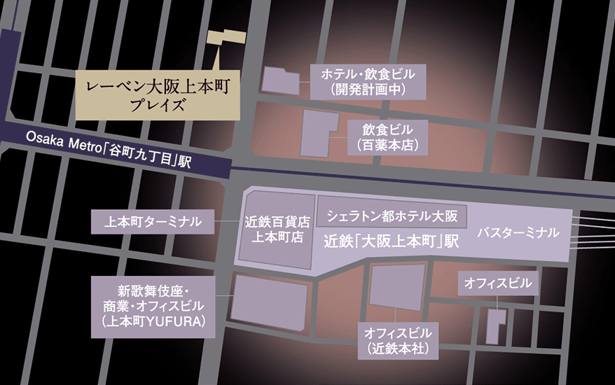 上本町ターミナル事業 施設配置図　※情報元：「近鉄グループ総合報告書2025」より
