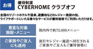 お得 優待制度
CYBERHOME クラブオフ