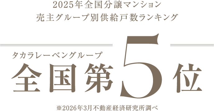 2025年全国分譲マンション売主グループ別供給ランキングタカラレーベングループ全国第5位